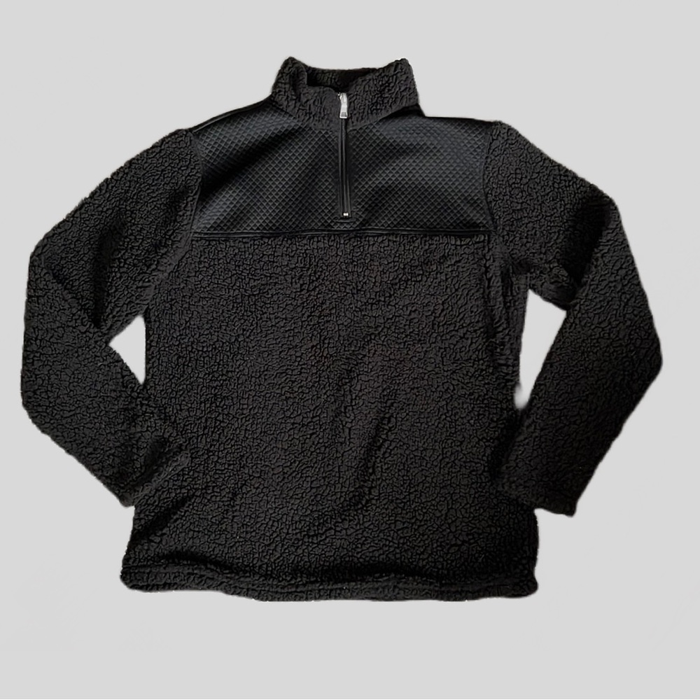 Athletic Works Black Sherpa Quarter Zip Soft & Comfy Women’s Size Medium (8-10)